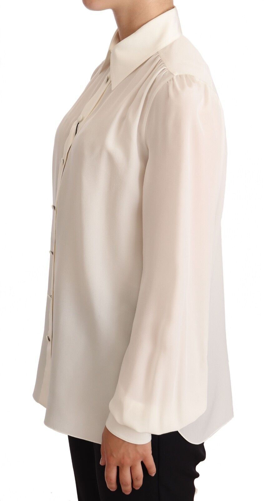 Dolce & Gabbana Elegant Silk Top in Off White IT36 / XS