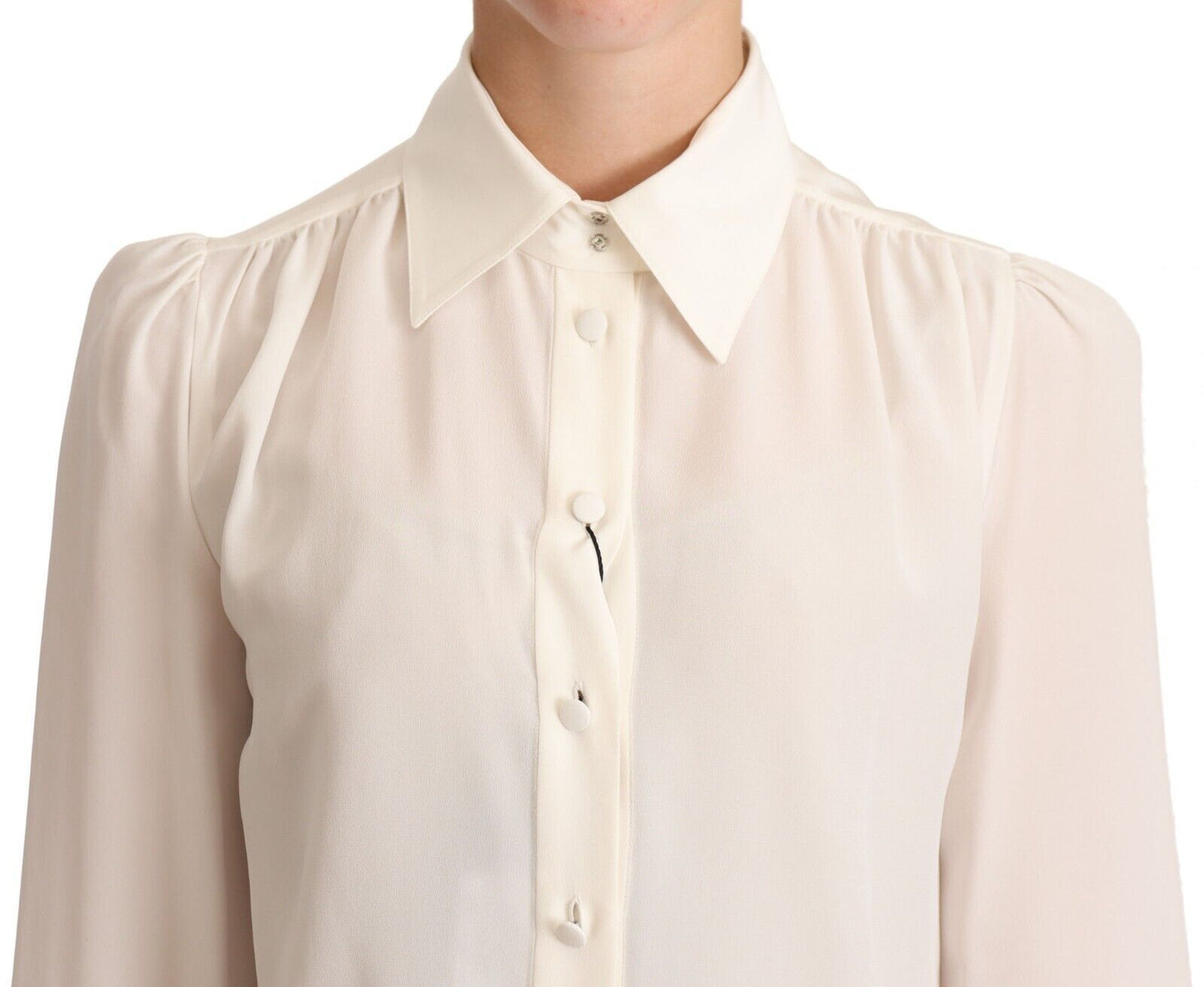 Dolce & Gabbana Elegant Silk Top in Off White IT36 / XS