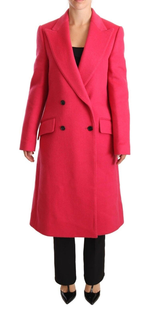 Dolce & Gabbana Elegant Pink Wool-Cashmere Coat IT38 / XS