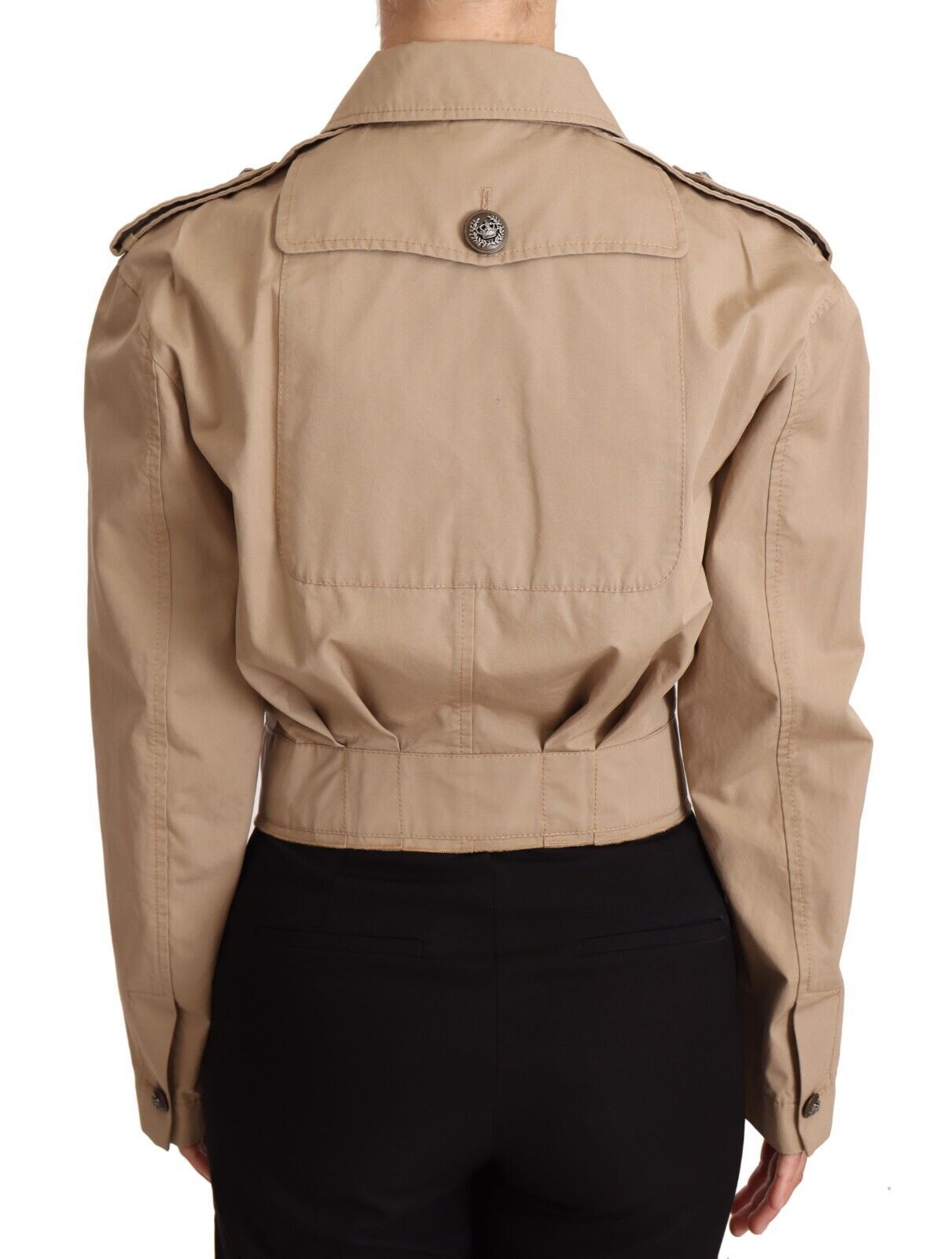 Dolce & Gabbana Elegant Cropped Cotton Jacket in Beige IT38 / XS