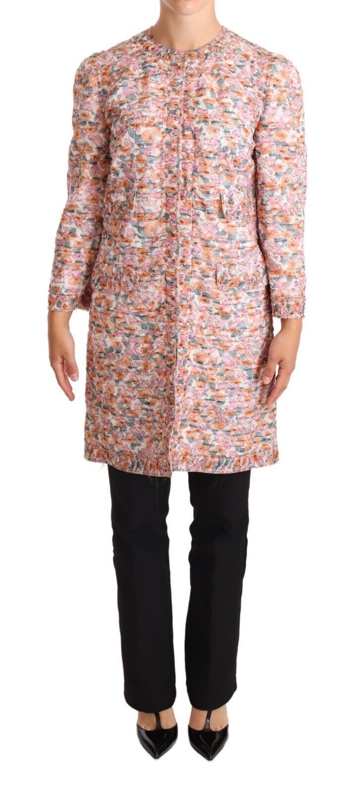 Dolce & Gabbana Elegant Floral Silk Trench Coat IT40 | M