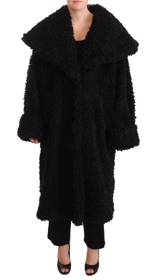 Dolce & Gabbana Elegant Black Fur Cape Trench Coat IT36 / S