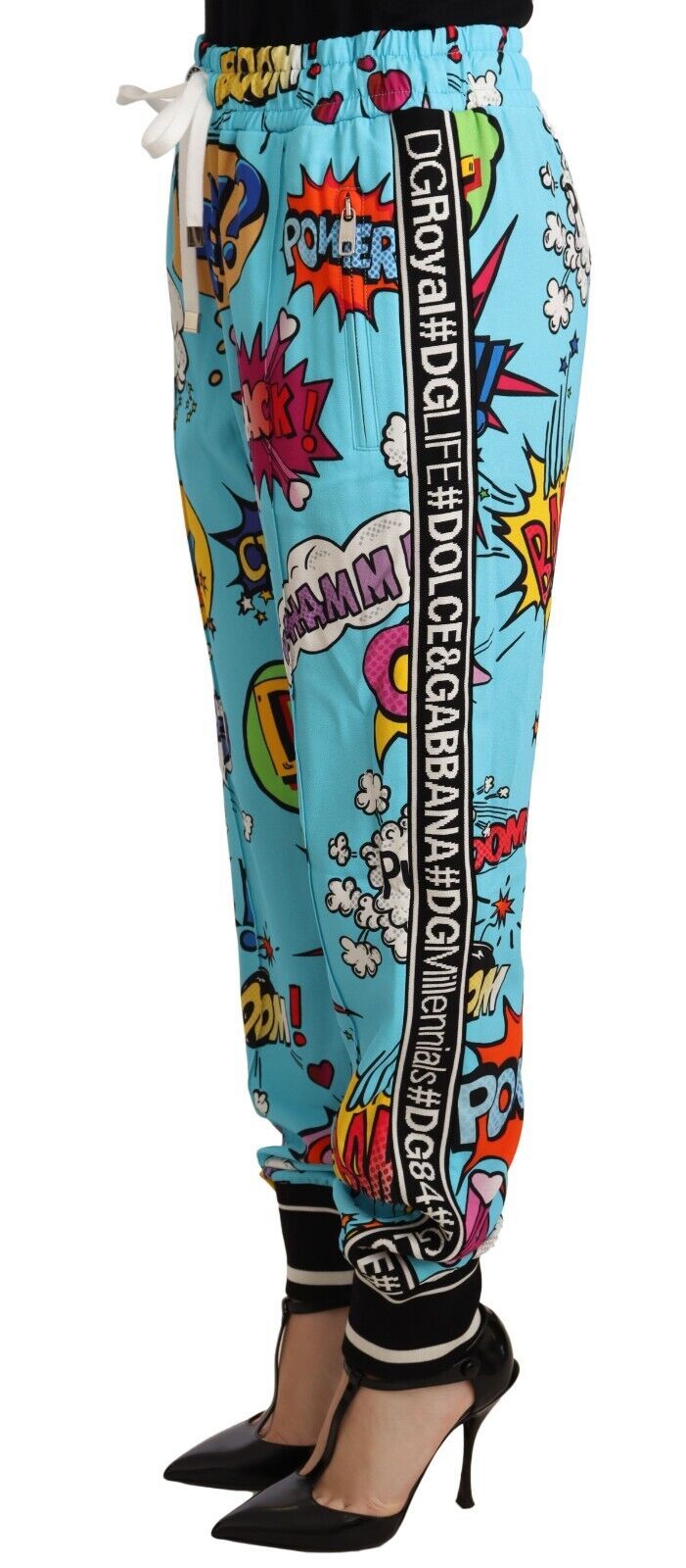 Dolce & Gabbana Chic Cartoon Print Knitted Jogger Pants IT40 / S