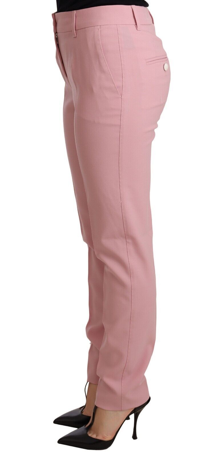 Dolce & Gabbana Elegant Pink Tapered Wool Trousers IT36 / XS