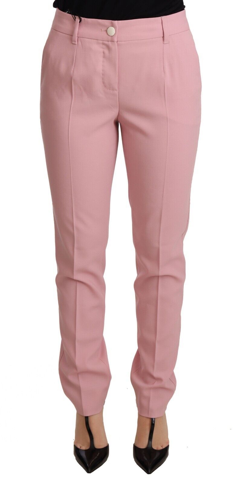 Dolce & Gabbana Elegant Pink Tapered Wool Trousers IT36 / XS