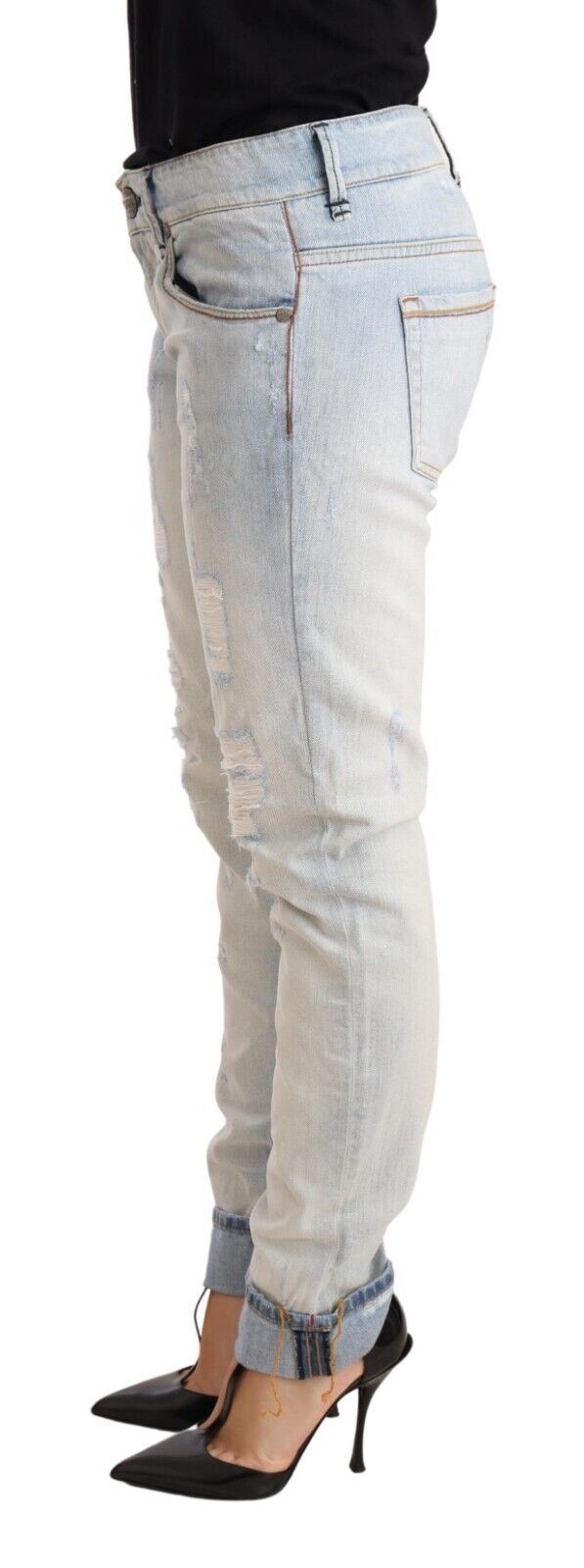 Acht Chic Light-Blue Folded Hem Denim Jeans W26