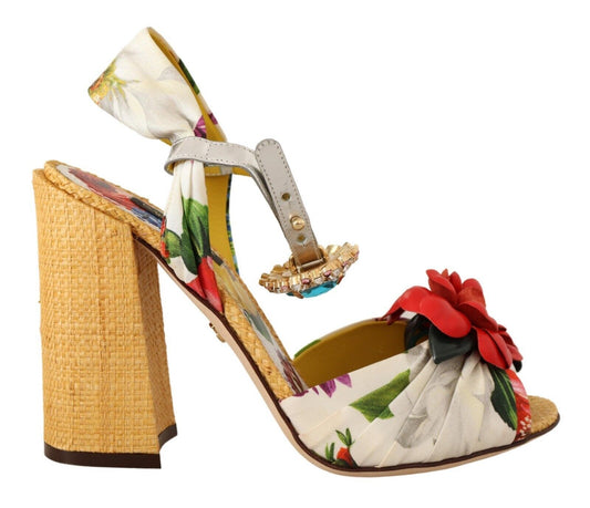 Dolce & Gabbana Multicolor Crystal Embellished Heel Sandals EU38 / US7.5