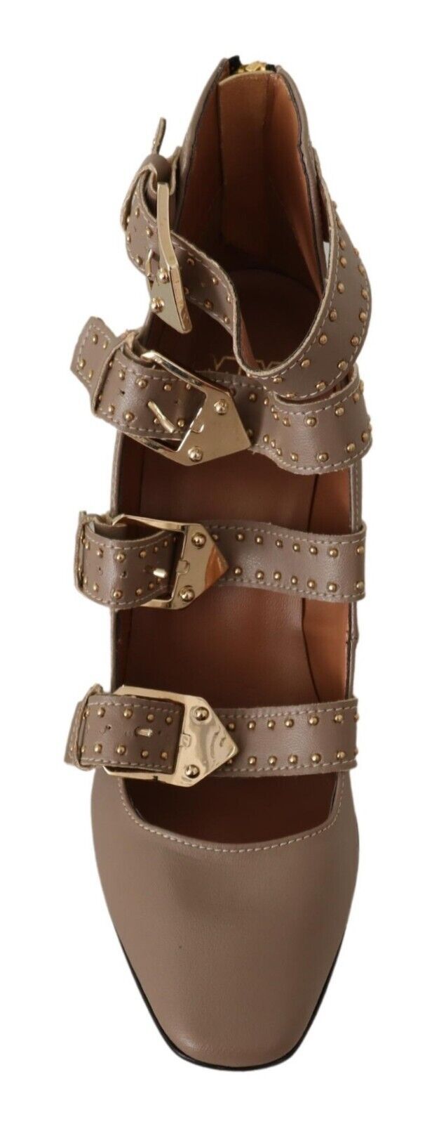 MY TWIN Elegant Leather Multi-Buckle Heels in Brown EU37 | US6.5