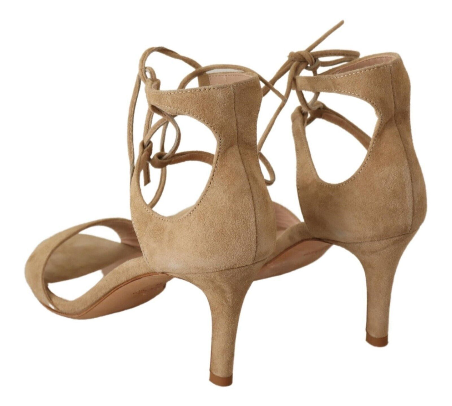 Maria Christina Elegant Beige Suede Ankle Strap Heels EU35 | US4.5