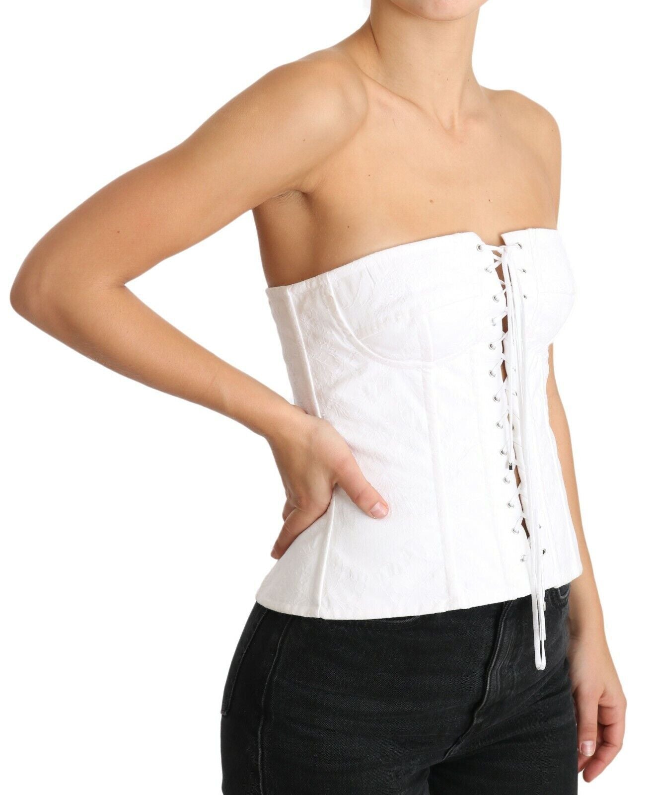 Dolce & Gabbana Elegant White Strapless Corset Top IT40 | S