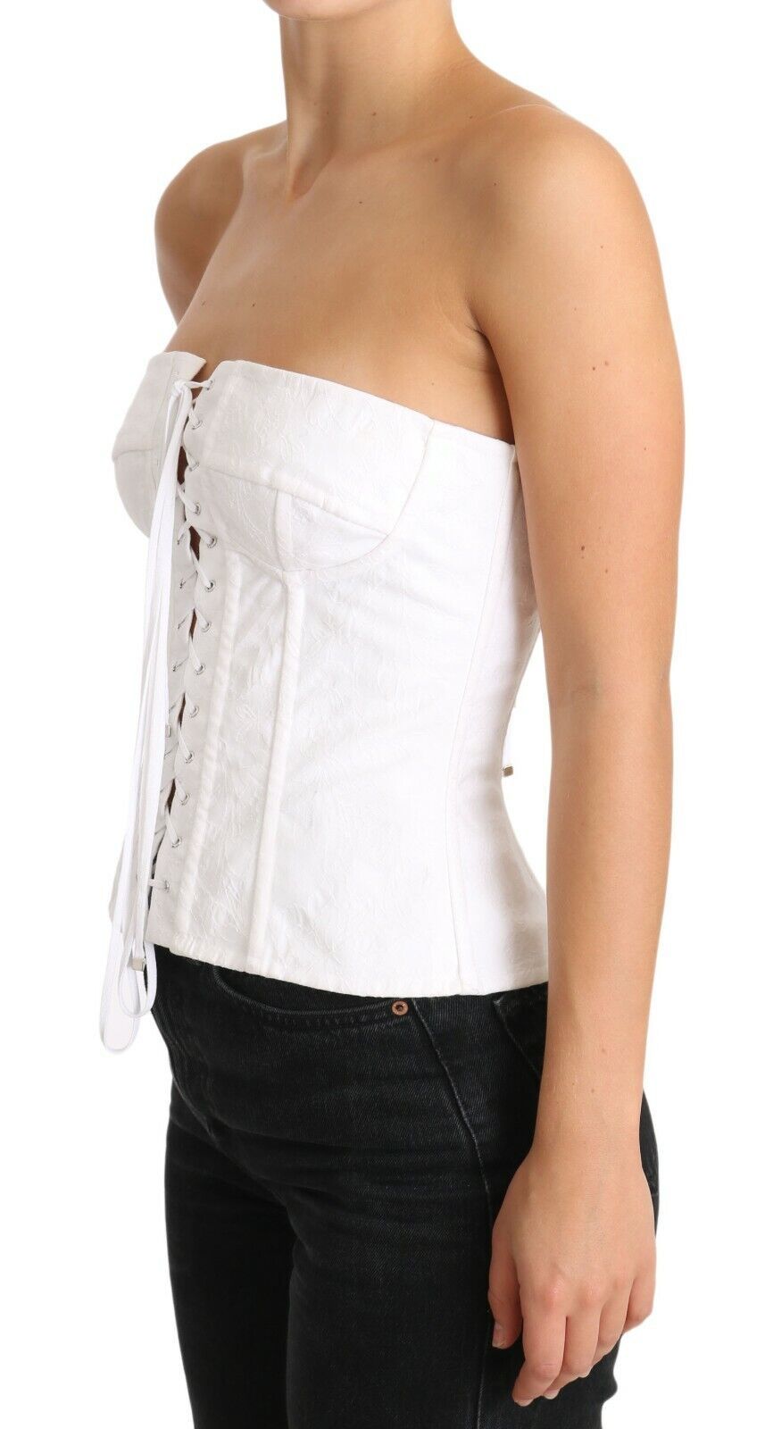 Dolce & Gabbana Elegant White Strapless Corset Top IT40 | S