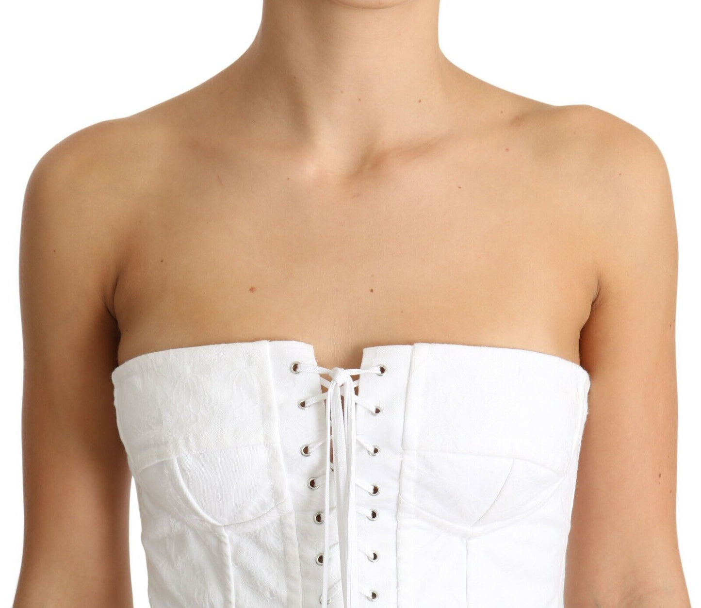 Dolce & Gabbana Elegant White Strapless Corset Top IT40 | S