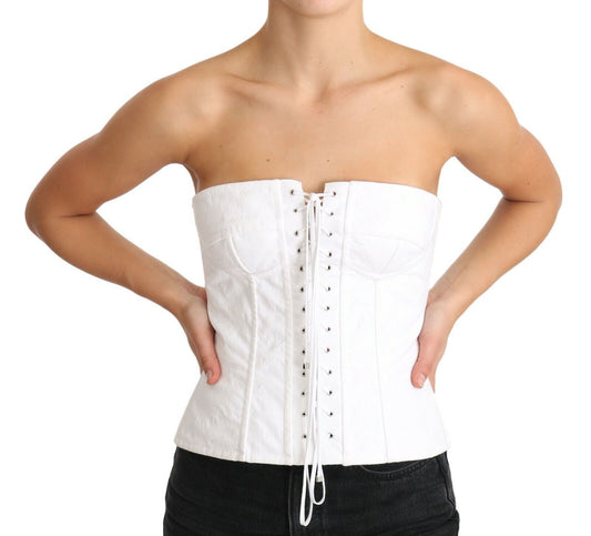 Dolce & Gabbana Elegant White Strapless Corset Top IT40 | S