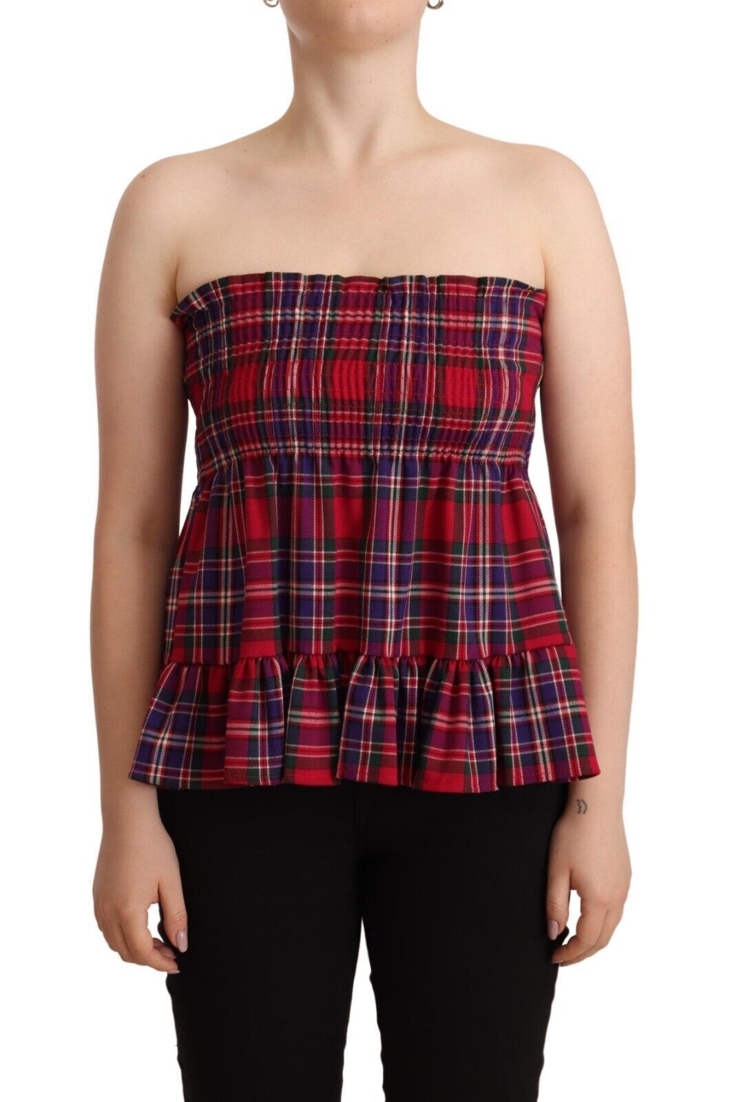 CAMPO DI FRAGOLE Chic Checkered Sleeveless Tank Top IT38 | XS