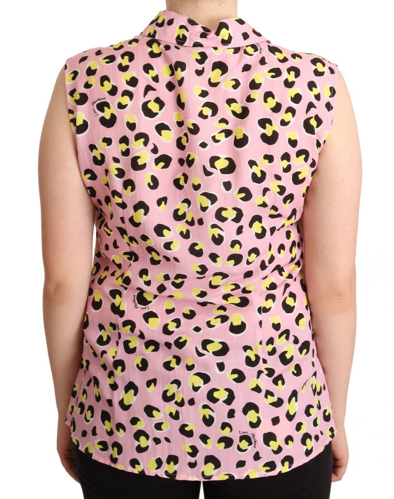 Love Moschino Sleeveless Leopard Print Polo Top IT46 | XL