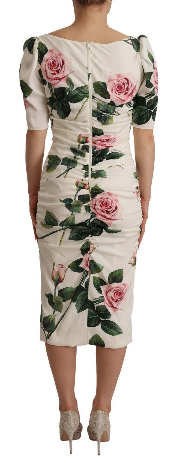 Dolce & Gabbana Elegant White Floral Sheath Dress IT38 / XS