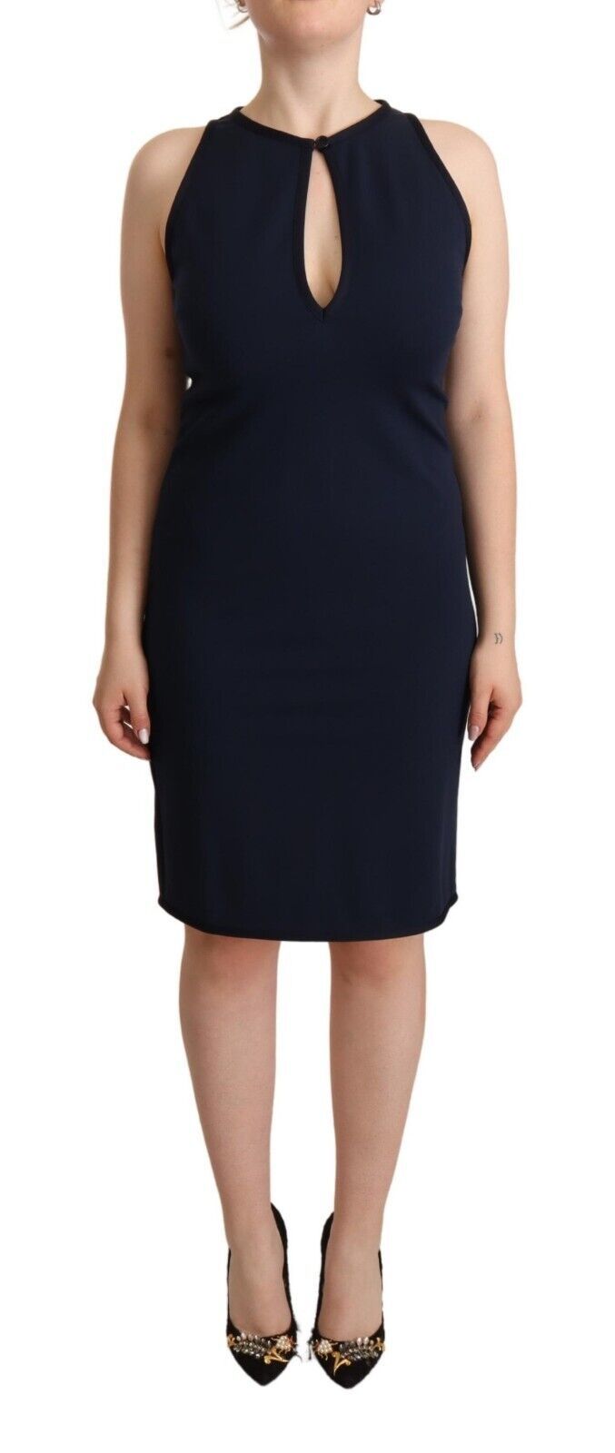 John Galliano Sleeveless Navy Knee-Length Sheath Dress IT44 | L