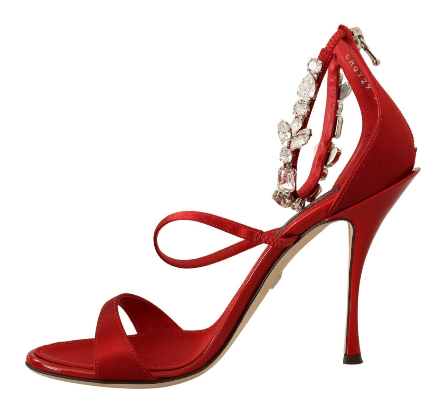 Dolce & Gabbana Red Crystal-Embellished Heel Sandals EU38 / US7.5