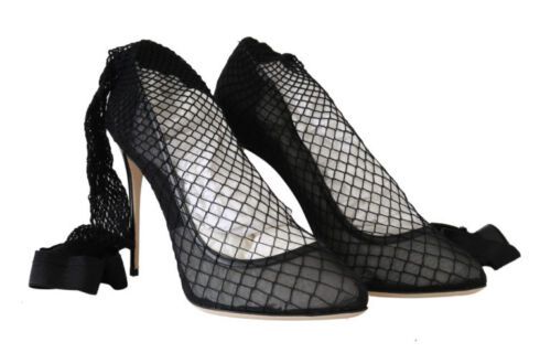 Dolce & Gabbana Elegant Netted Sock Pumps in Timeless Black EU39 / US8.5