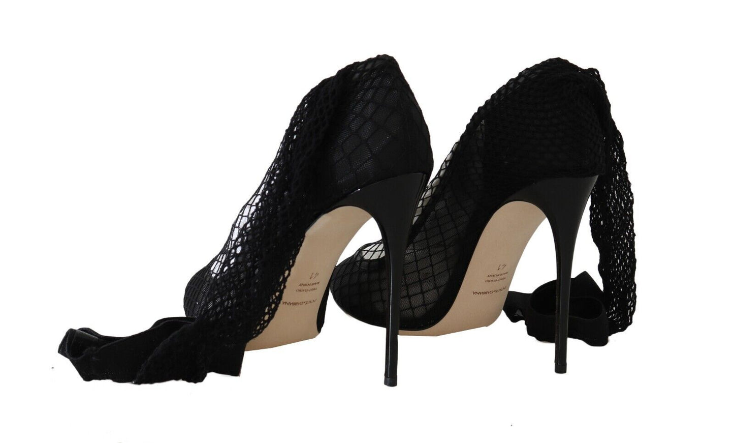 Dolce & Gabbana Elegant Netted Sock Pumps in Timeless Black EU39 / US8.5