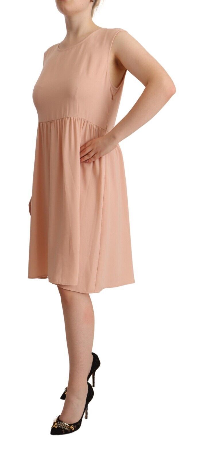 Twinset Elegant Beige Sleeveless Shift Dress IT48 | XXL