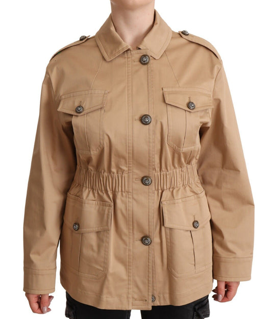 Dolce & Gabbana Chic Beige Button Down Coat with Embellishments IT42 / M