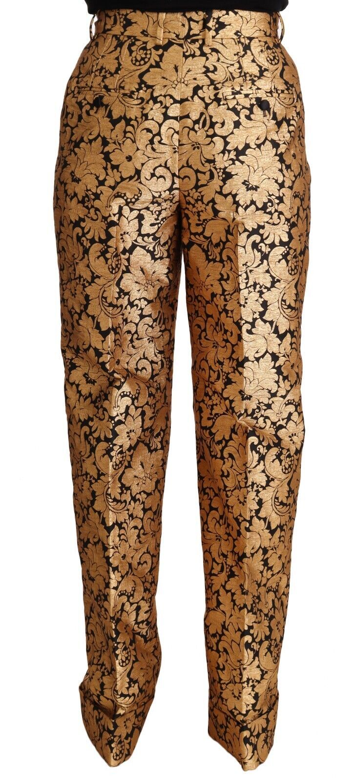 Dolce & Gabbana Elegant Floral Jacquard High Waist Trousers IT42 | M