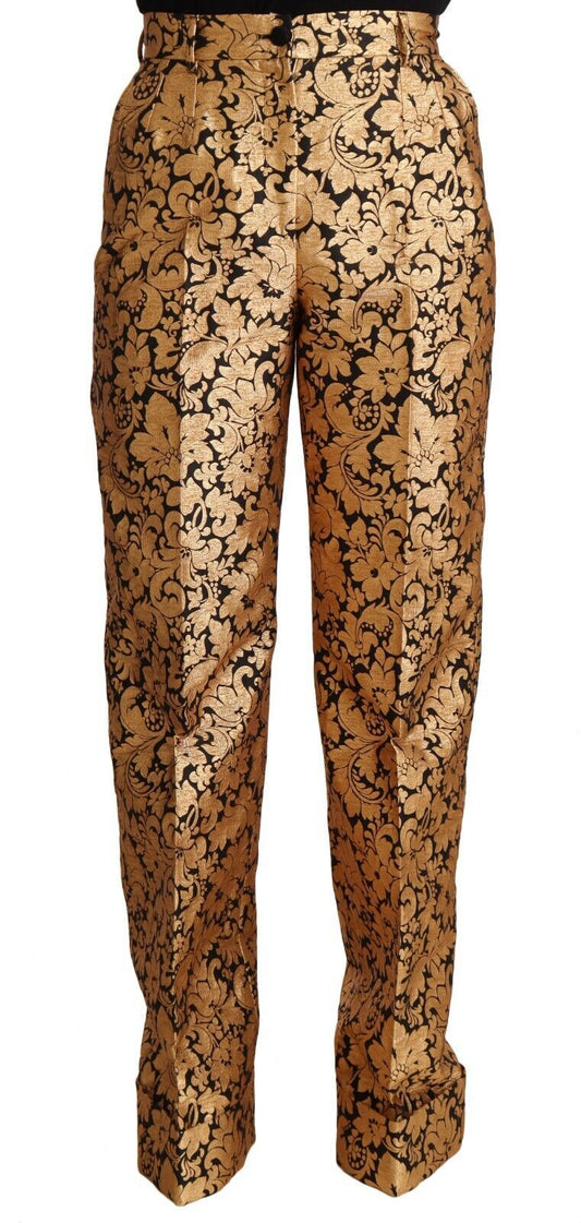 Dolce & Gabbana Elegant Floral Jacquard High Waist Trousers IT42 | M