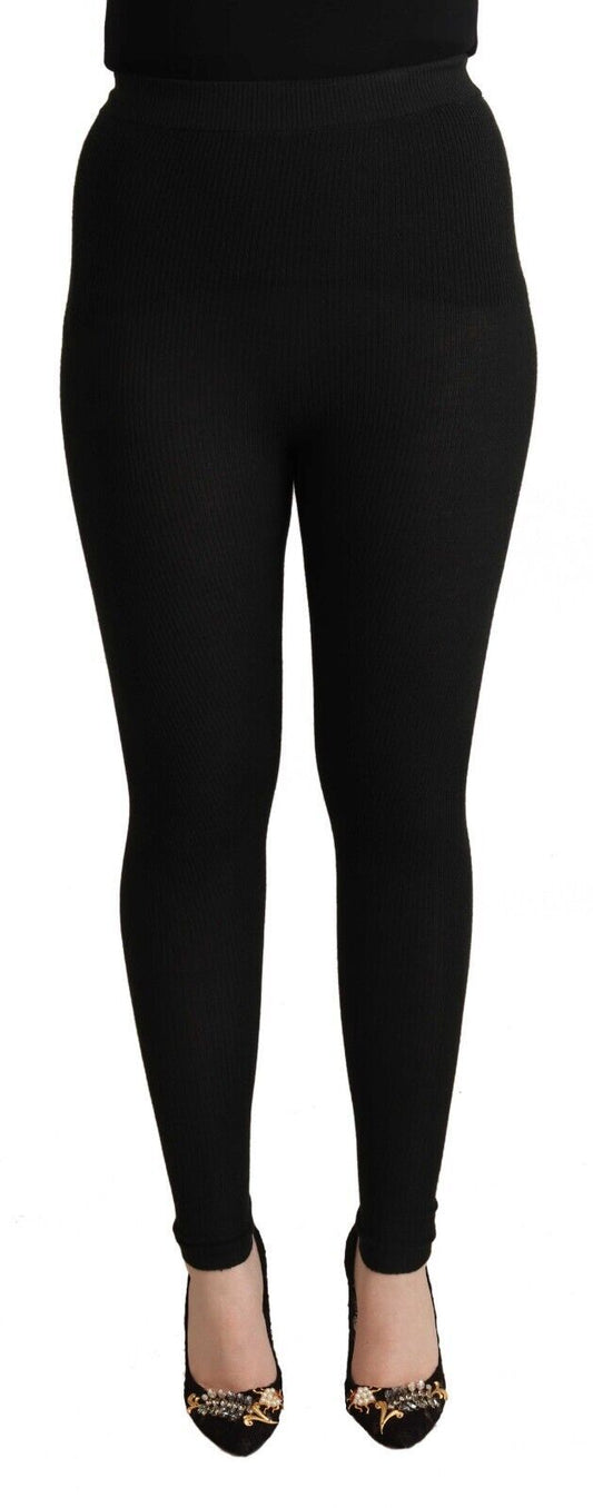 Dolce & Gabbana Elegant High Waist Cashmere-Silk Tights Pants IT40 | S