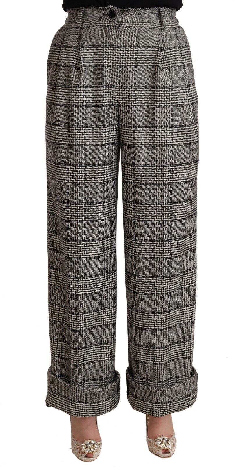 Dolce & Gabbana Elegant High Waist Straight Trousers In Grey IT40 | S