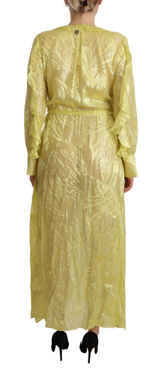 Patrizia Pepe Sunshine Silk Blend Maxi Dress - Long Sleeves & Plunge IT40 | S