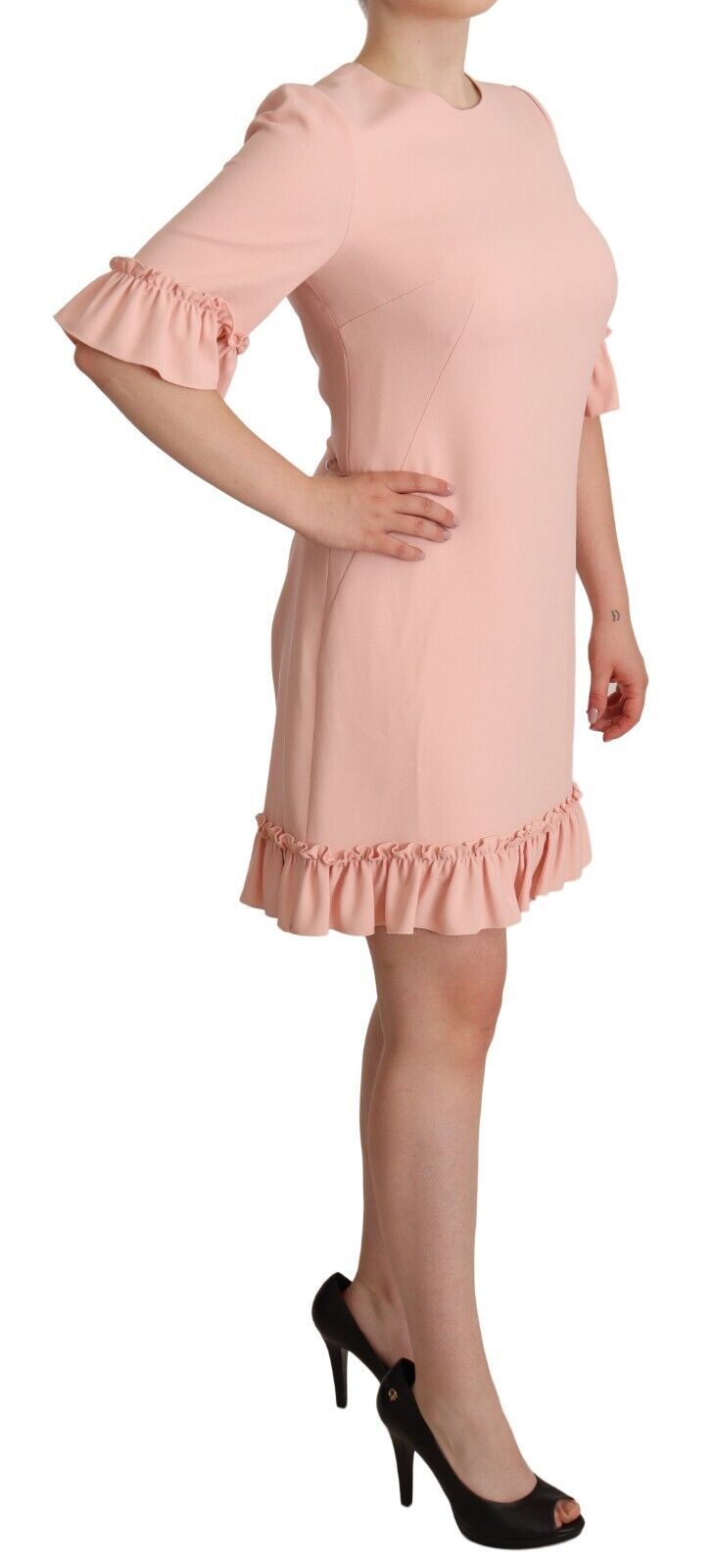 Dolce & Gabbana Ruffled Sleeve Sheath Dress in Pink IT44 | L