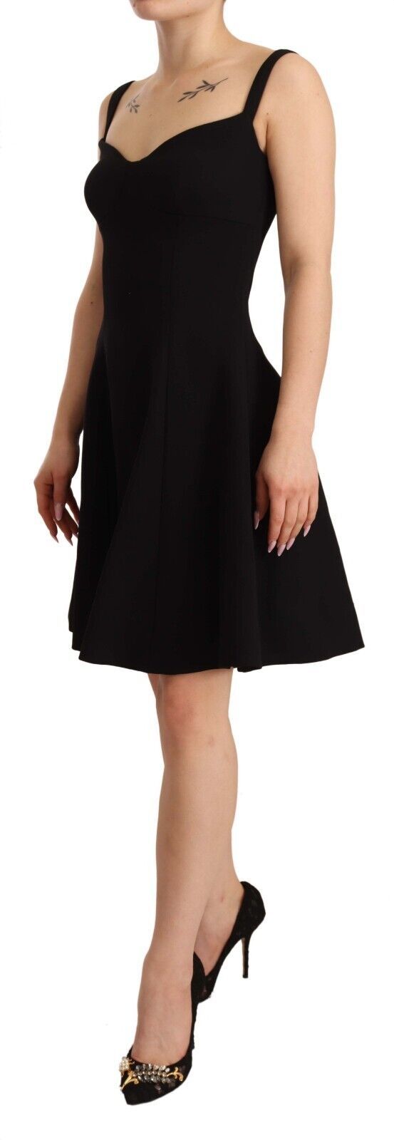 Dolce & Gabbana Elegant A-Line Sheath Dress in Black IT40 / S