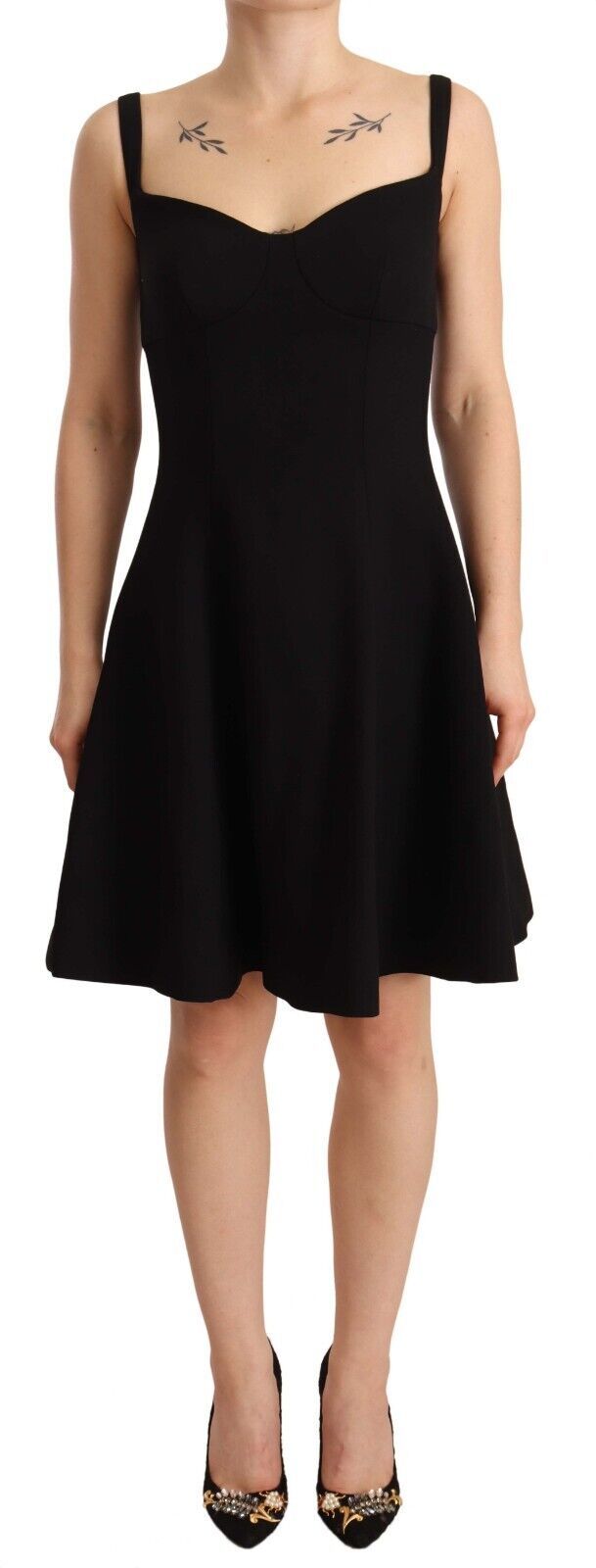 Dolce & Gabbana Elegant A-Line Sheath Dress in Black IT40 / S