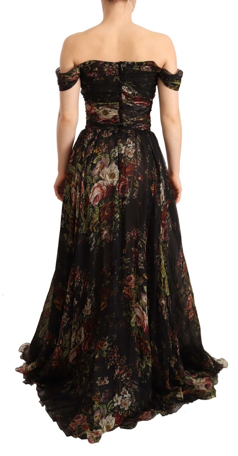 Dolce & Gabbana Floral Silk Off-Shoulder Long Dress IT40 | S