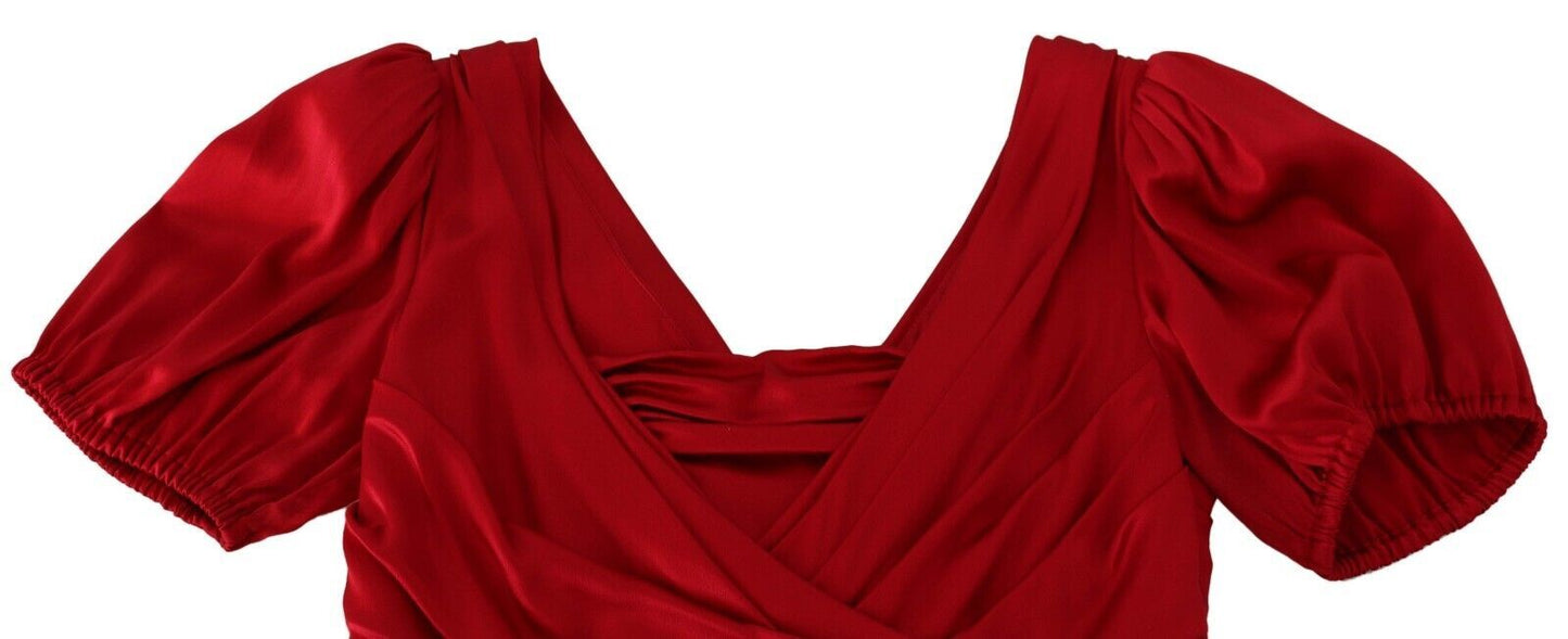 Dolce & Gabbana Elegant Red Silk Stretch Mermaid Dress IT40 | S