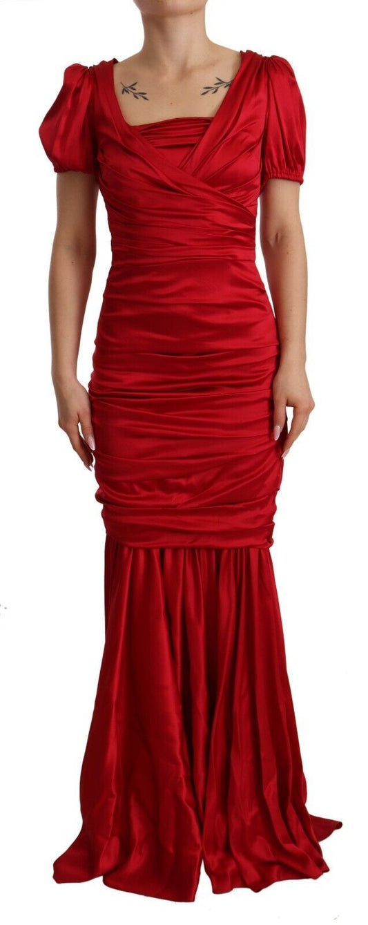 Dolce & Gabbana Elegant Red Silk Stretch Mermaid Dress IT40 | S