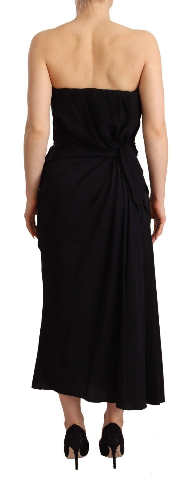 Dolce & Gabbana Elegant Strapless Silk Midi Dress IT40 | S