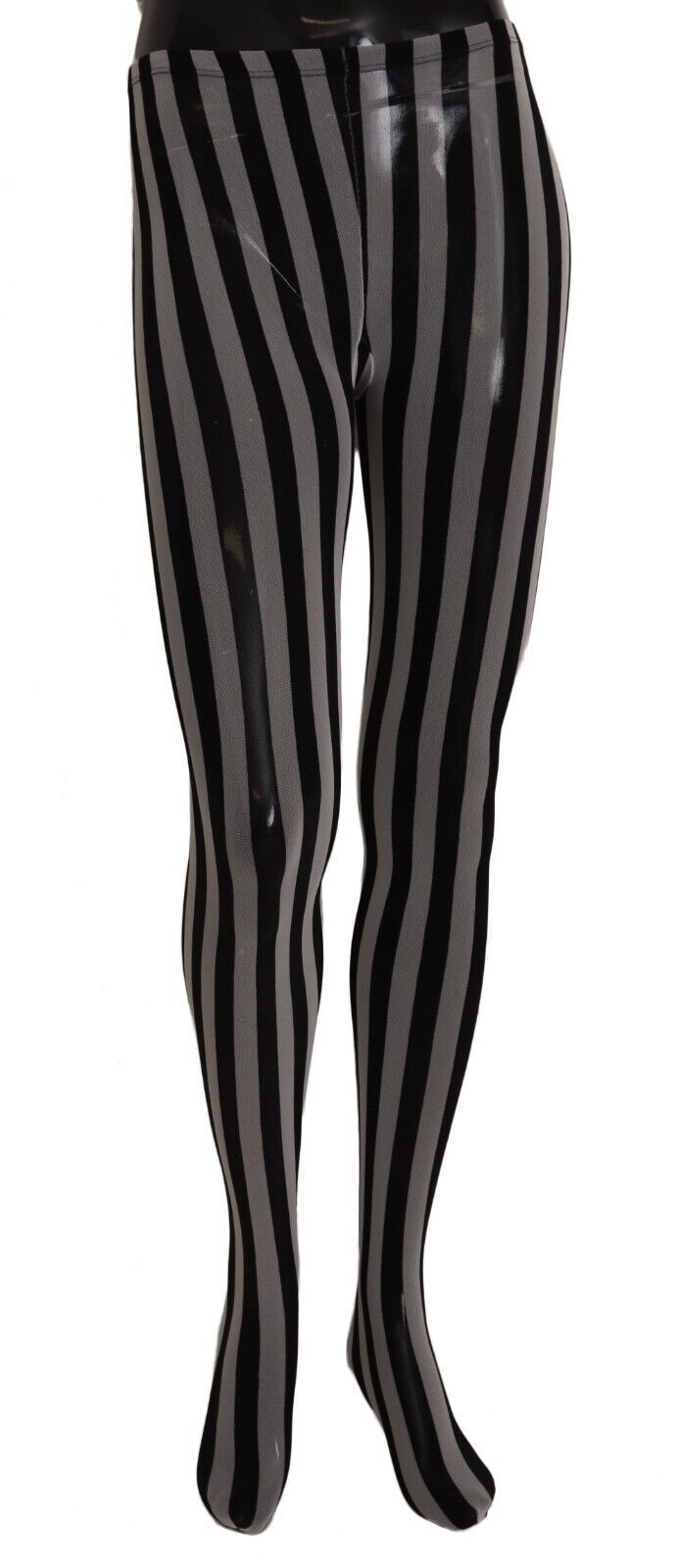 Dolce & Gabbana Black and White Striped Luxury Tights M