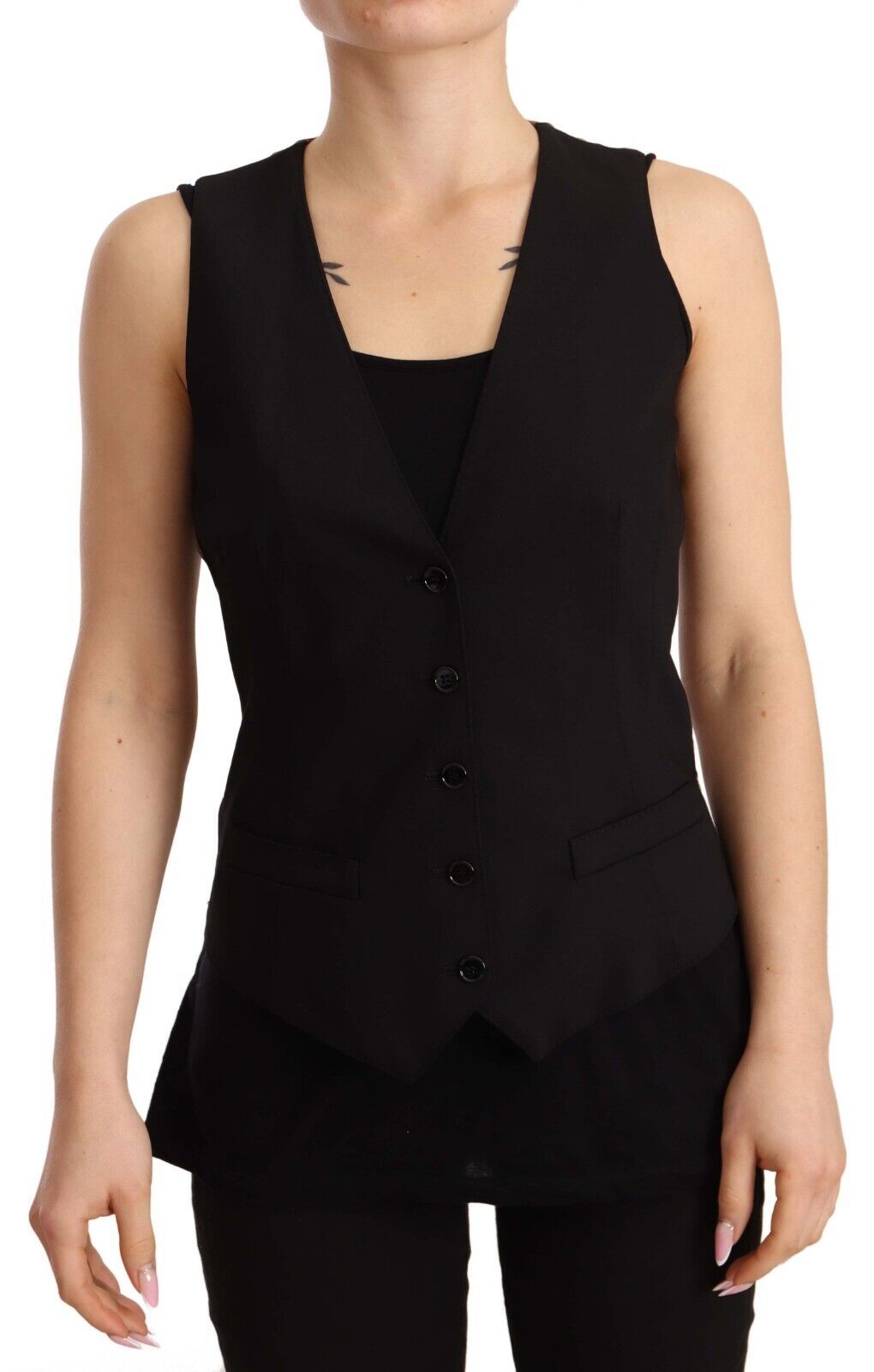 Dolce & Gabbana Elegant Black Wool Blend Waistcoat IT40 | S