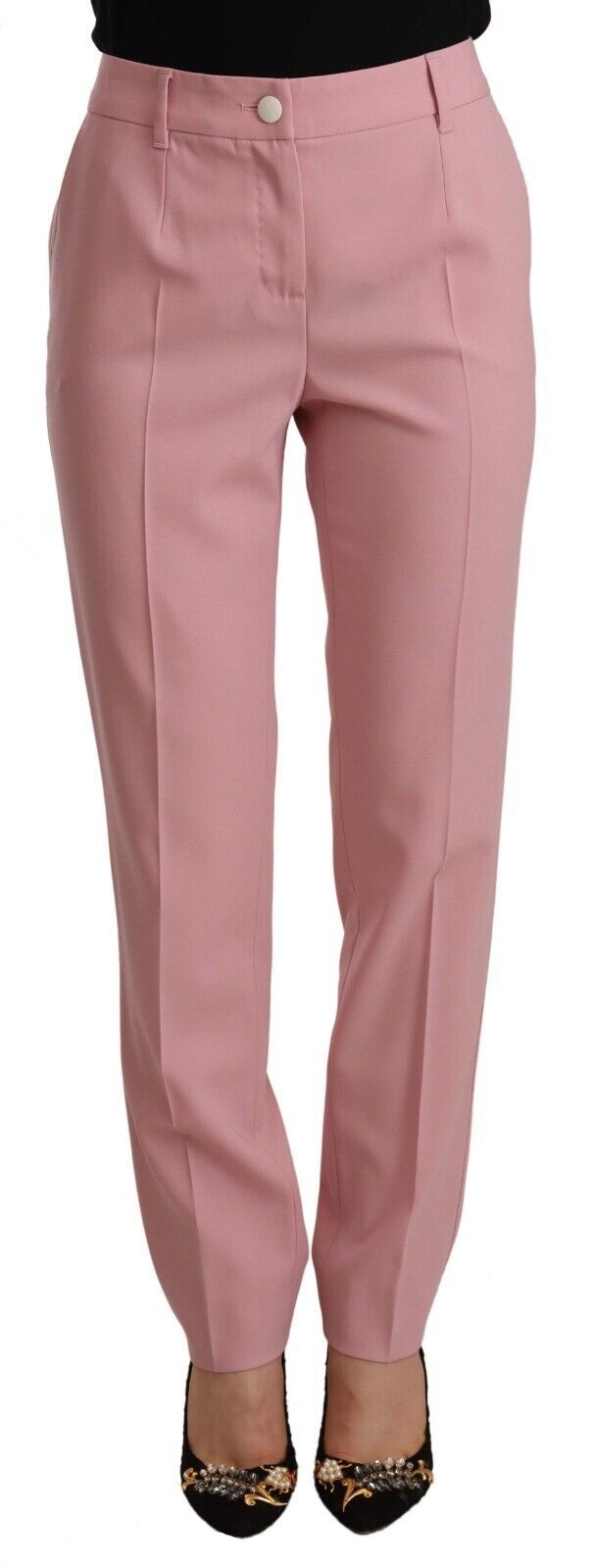 Dolce & Gabbana Elegant Pink High-Waisted Trousers IT42 | M