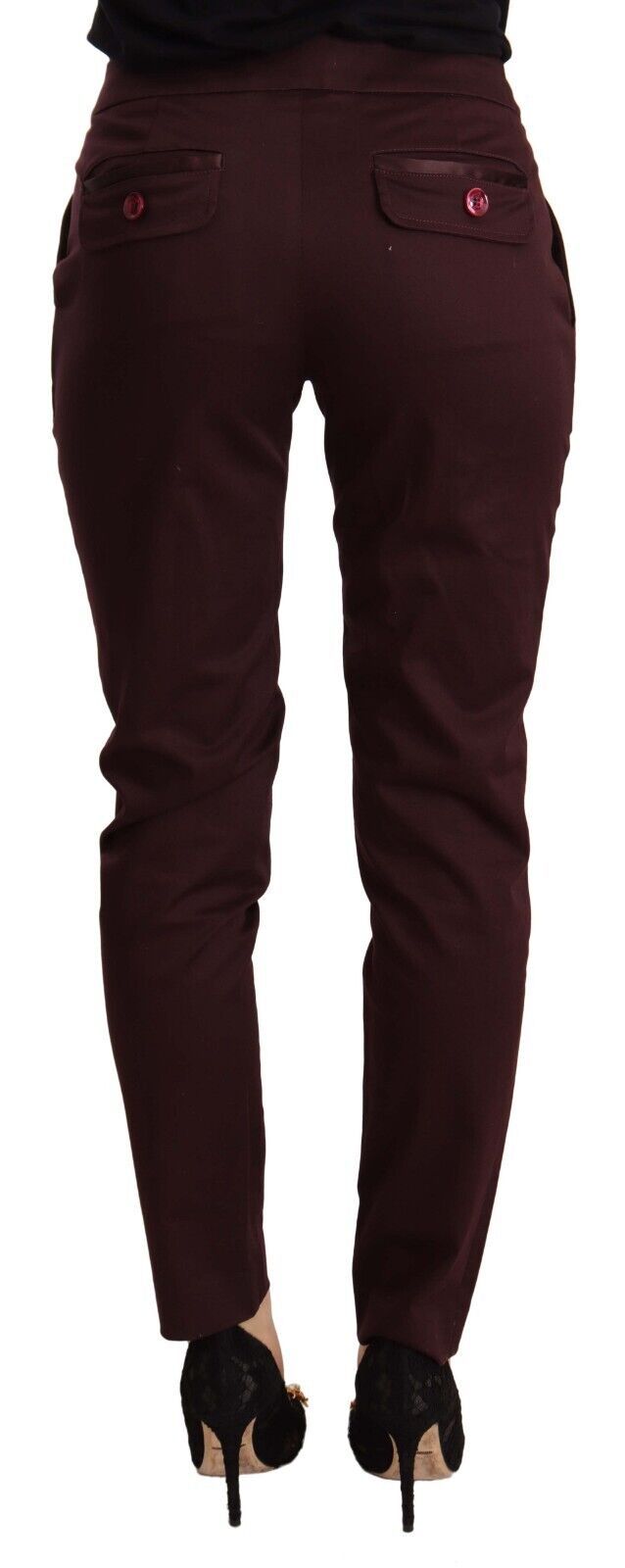 Just Cavalli Maroon Slim Fit Skinny Pants with Zipper Detail IT40 | S