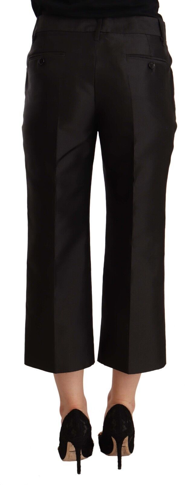 Dolce & Gabbana Chic Silk Cropped Trousers in Timeless Black IT42 / M