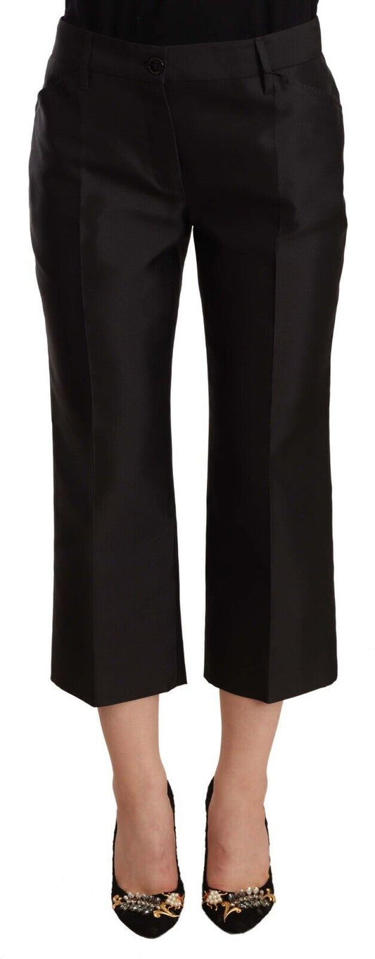 Dolce & Gabbana Chic Silk Cropped Trousers in Timeless Black IT42 / M