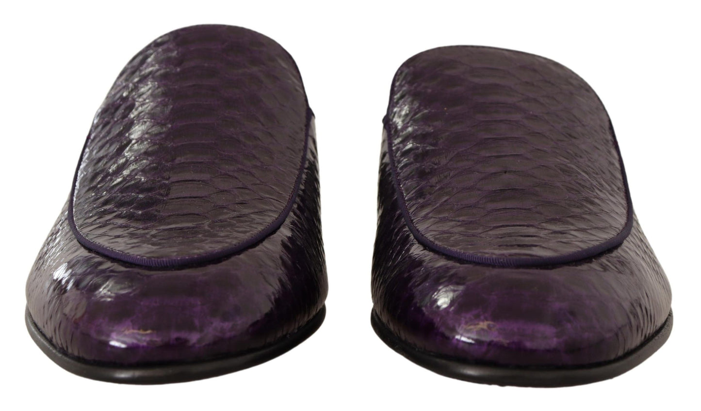 Dolce & Gabbana Purple Exotic Python Leather Slides EU44 / US11