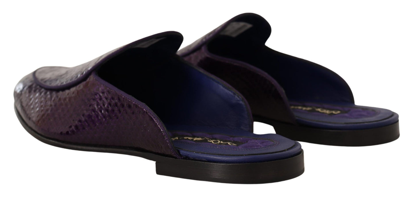 Dolce & Gabbana Purple Exotic Python Leather Slides EU44 / US11