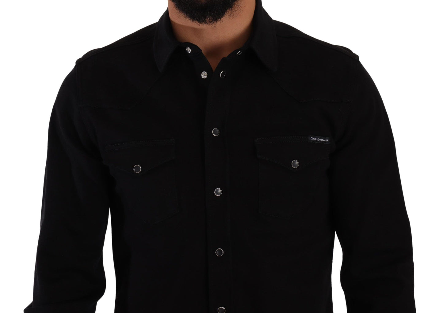 Dolce & Gabbana Slim Fit Casual Black Designer Shirt IT39 / S