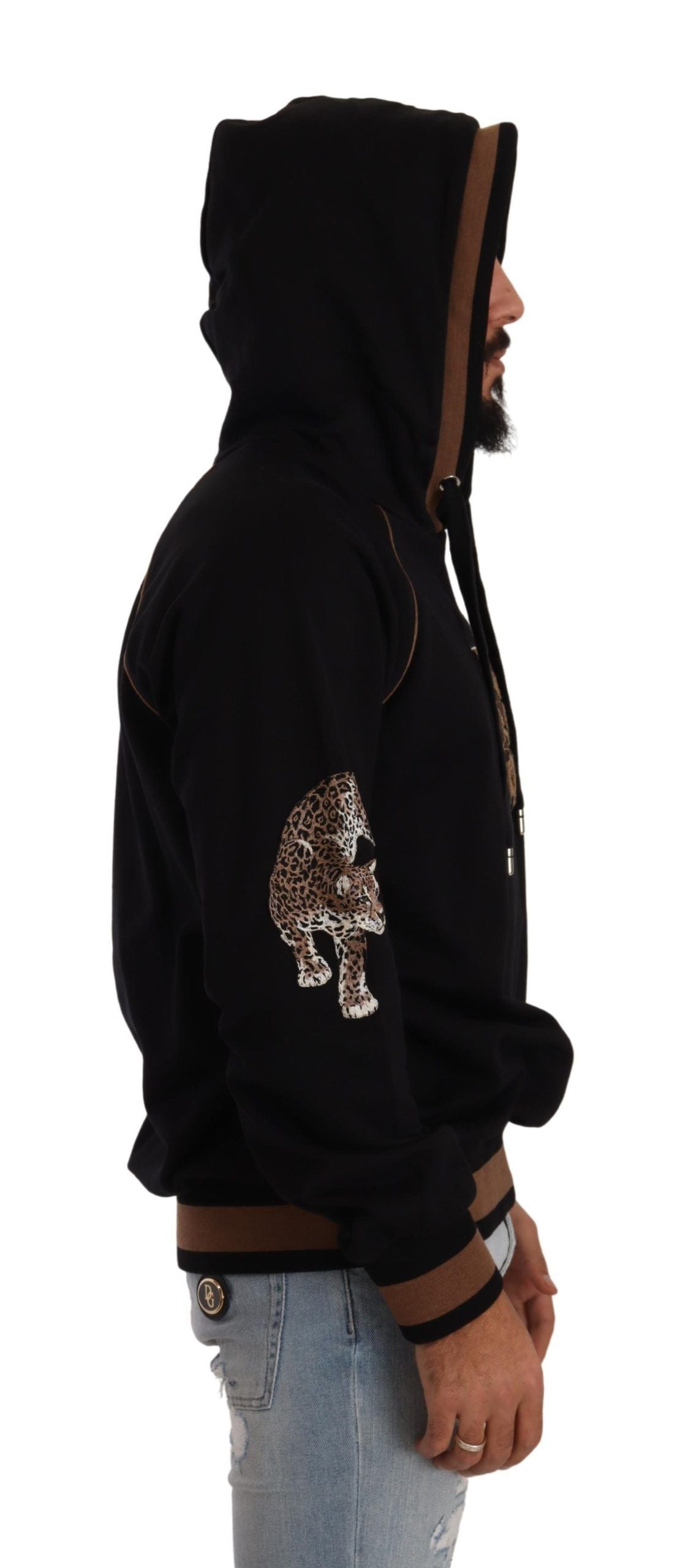 Dolce & Gabbana Chic Leopard Motive Hooded Sweater IT52 / L