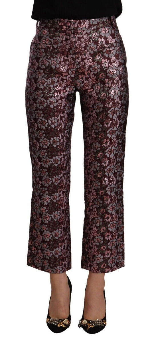 House of Holland High Waist Jacquard Flared Cropped Trousers IT42 | M