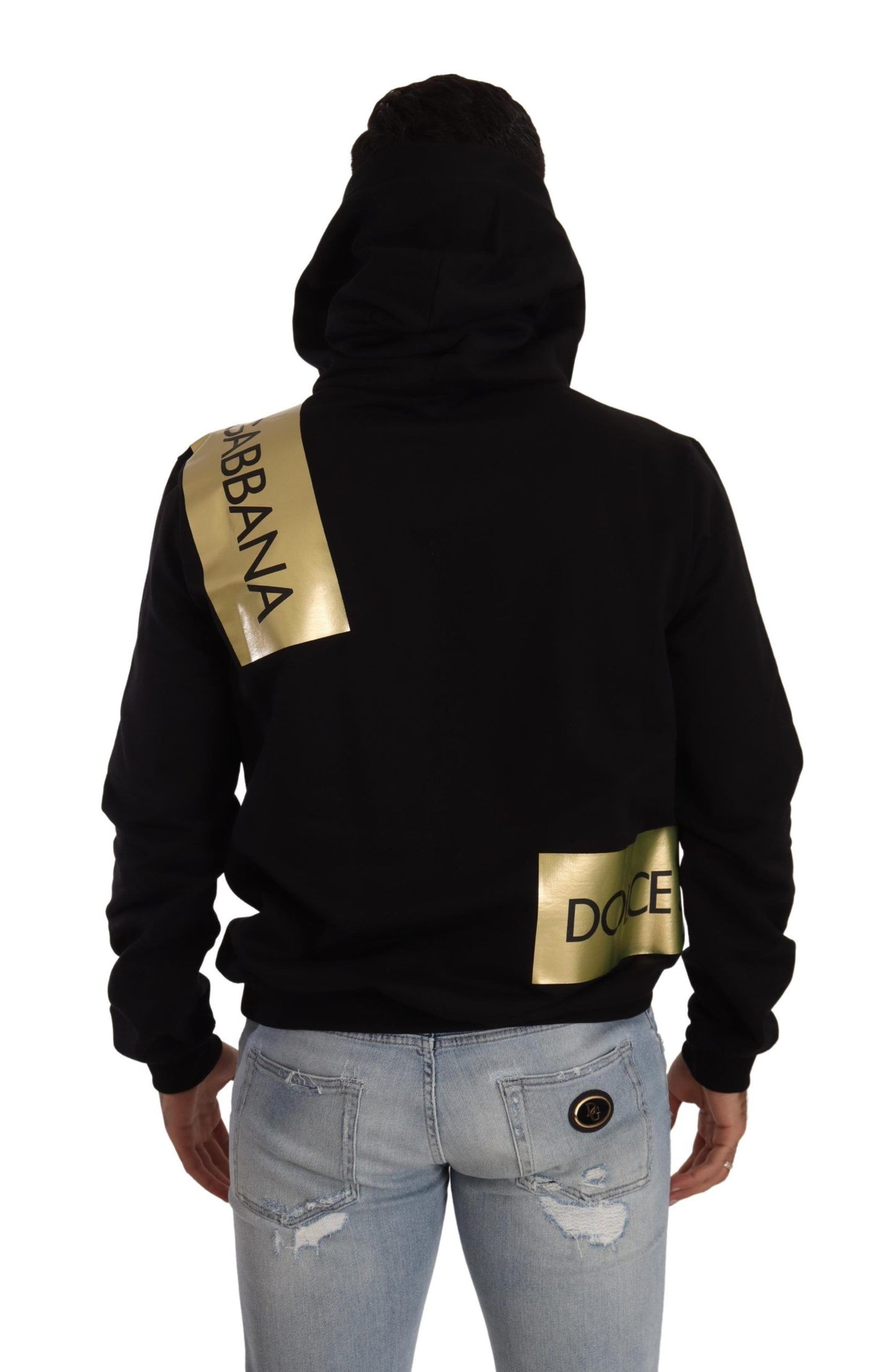 Dolce & Gabbana Elevate Your Style with a Black Golden-Logo Pullover IT44 / XS